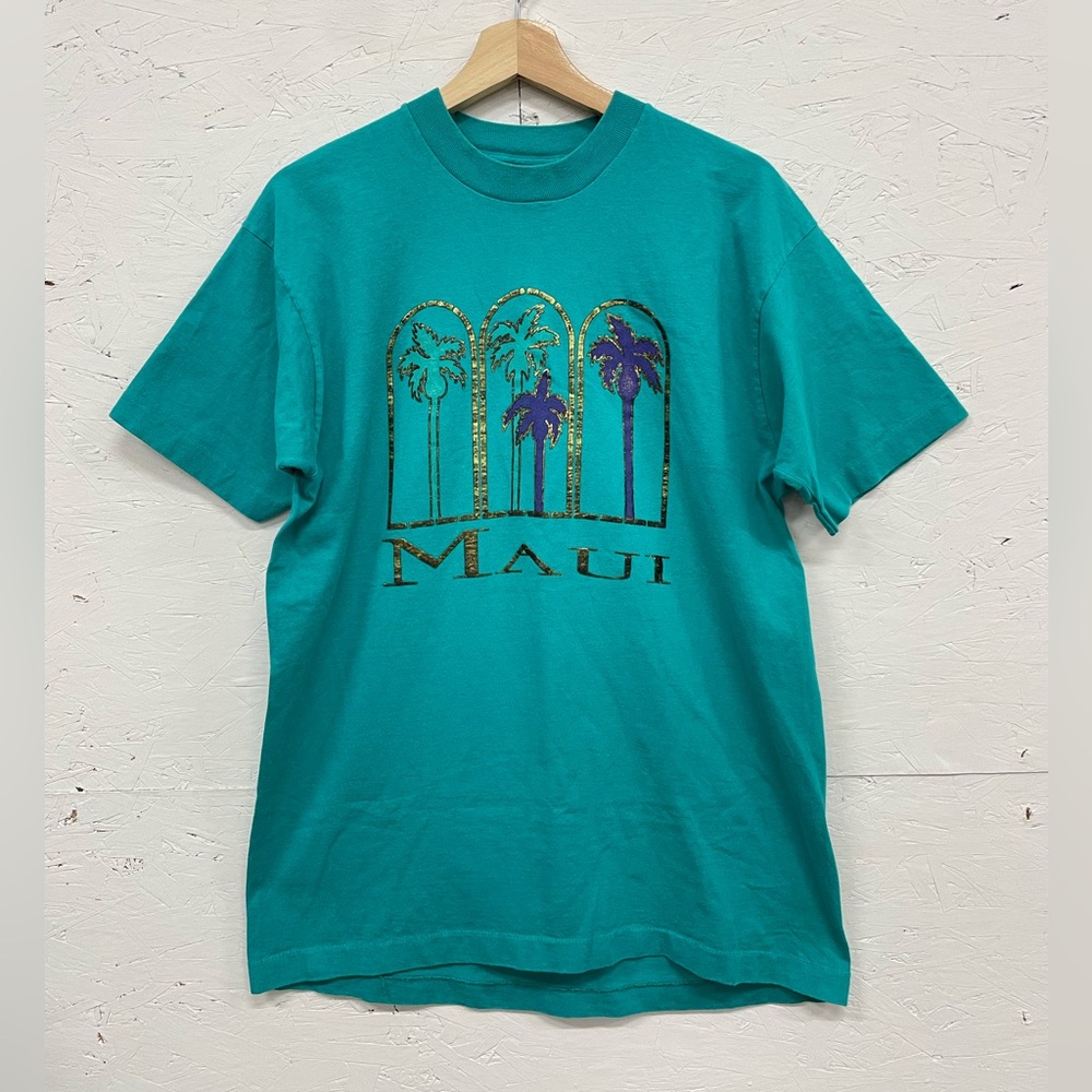 Vintage 90s Maui Palm Trees Single Stitch Tee, Size L